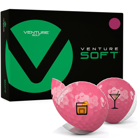 Venture Golf Soft Matte Pink Drinks Pack 1 Icon Golf Balls