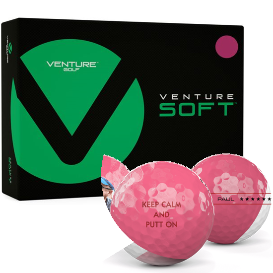 Venture Golf Soft Matte Pink Personalized Golf Balls