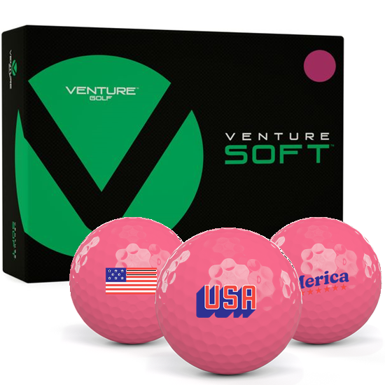 Venture Golf Soft Matte Pink USA Pack 1 Icon Golf Balls