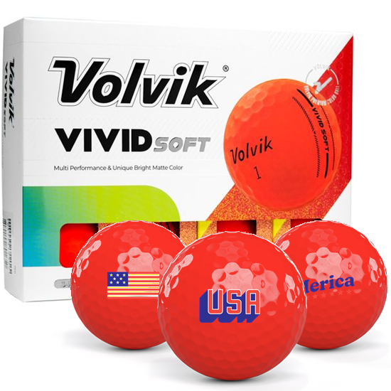 Volvik Vivid Soft Matte Red USA Pack 1 Icon Golf Balls