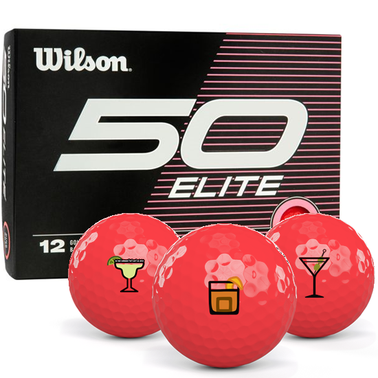 Wilson Fifty Elite Pink Drinks Pack 1 Icon Golf Balls Pink