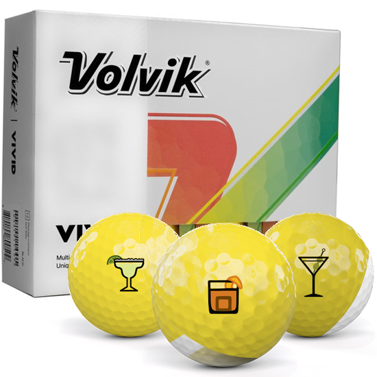 Volvik Vivid Matte Yellow Drinks Pack 1 Icon Golf Balls
