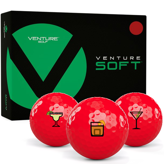 Venture Golf Soft Matte Red Drinks Pack 1 Icon Golf Balls