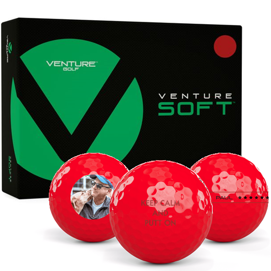 Venture Golf Soft Matte Red Personalized Golf Balls