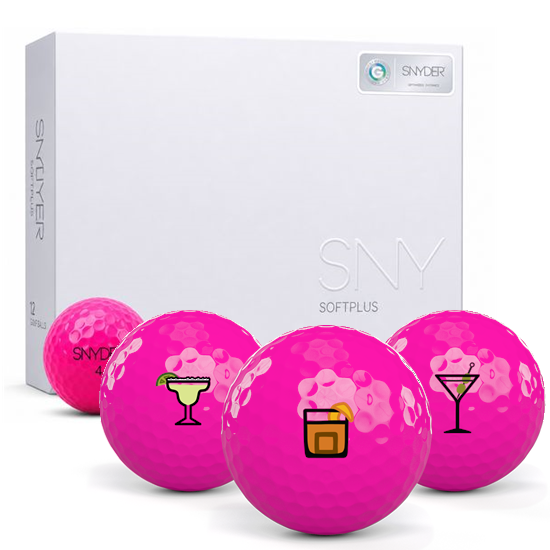SNYDER Golf Soft Plus Pink Matte Drinks Pack 1 Icon Golf Balls