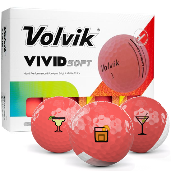 Volvik Vivid Soft Matte Pink Drinks Pack 1 Icon Golf Balls