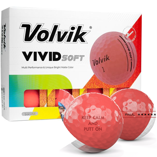 Volvik Vivid Soft Matte Pink Personalized Golf Balls