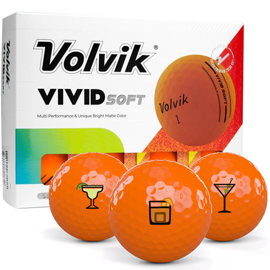 Volvik Vivid Soft Matte Orange Drinks Pack 1 Icon Golf Balls