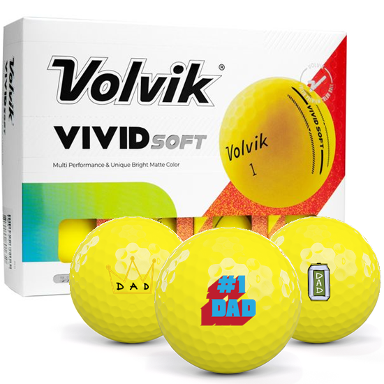 Volvik Vivid Soft Matte Yellow Dad Pack 1 Icon Golf Balls
