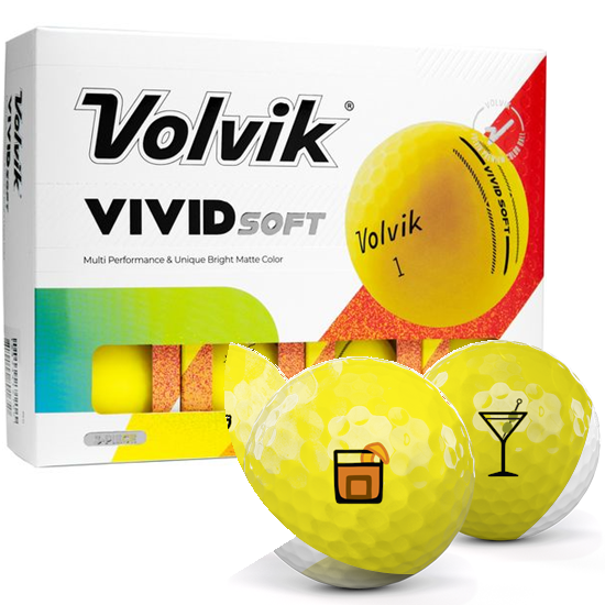 Volvik Vivid Soft Matte Yellow Drinks Pack 1 Icon Golf Balls