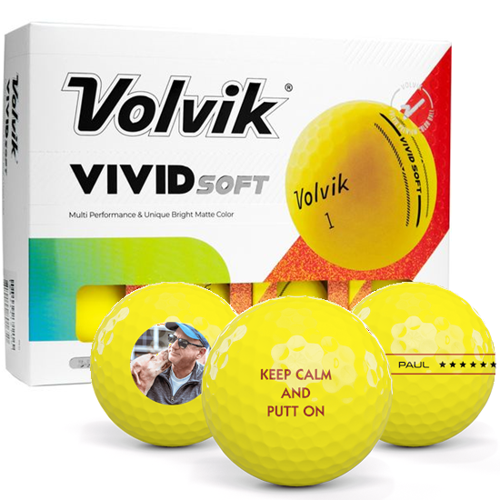 Volvik Vivid Soft Matte Yellow Personalized Golf Balls