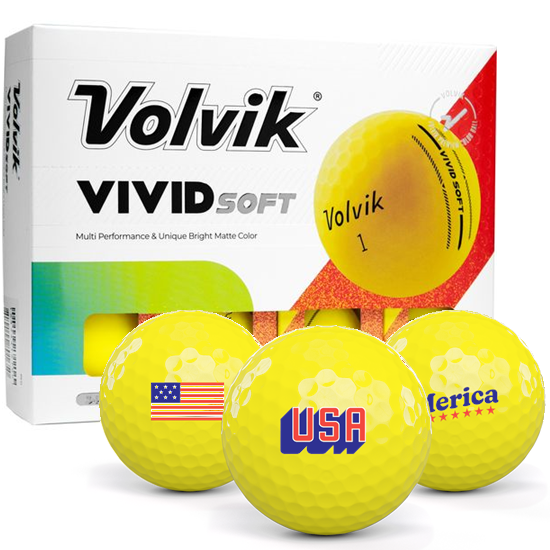 Volvik Vivid Soft Matte Yellow USA Pack 1 Icon Golf Balls