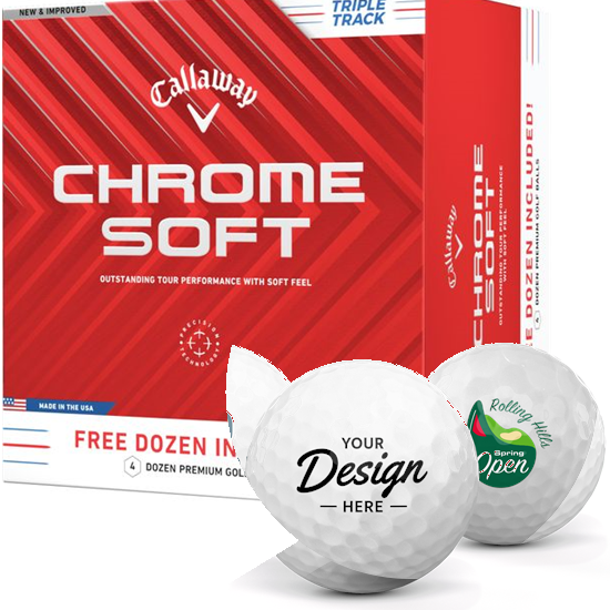 Callaway Golf 2024 Chrome Soft Triple Track 4 Dozen 12 Dozen Custom Golf Balls White