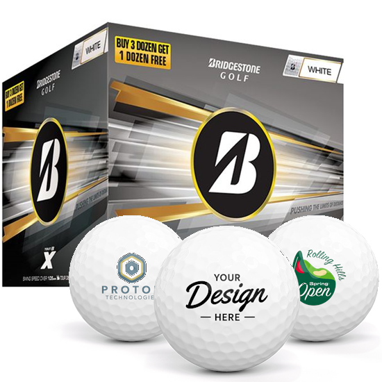 Bridgestone Bridgestone Tour B X 12 Dozen Custom Golf Balls - Buy 3 DZ Get 1 DZ Free - 2026 Model - $164.97 at Golfballs.com