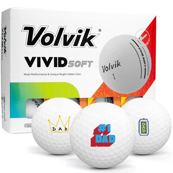 Volvik Vivid Soft Matte White Dad Pack 1 Icon Golf Balls