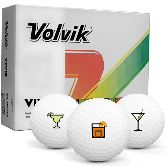 Volvik Vivid Matte White Drinks Pack 1 Icon Golf Balls