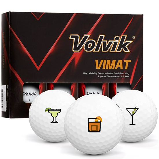 Volvik Vimat Matte White Drinks Pack 1 Icon Golf Balls