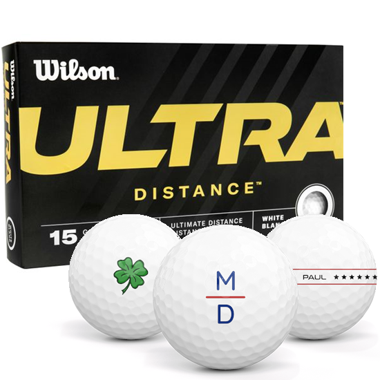 Wilson Ultra Distance Monogram Golf Balls - 15 Pack White