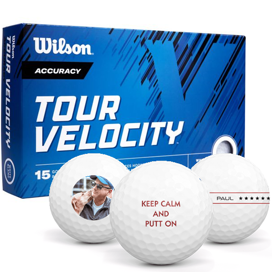 Wilson Tour Velocity Accuracy Personalized Golf Balls - 15 Pack