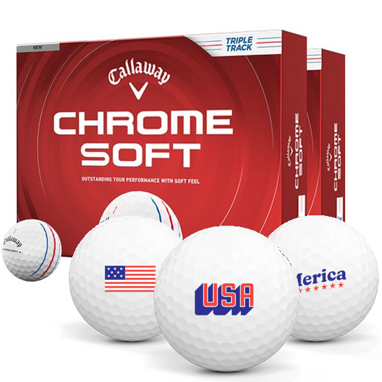 Callaway Golf Chrome Soft Triple Track USA Pack 1 Icon Golf Balls - Double Dozen