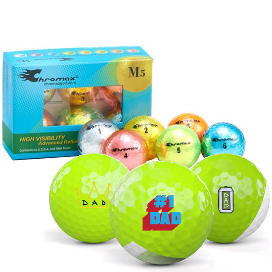 Chromax Metallic Mixed Color M5 Dad Pack 1 Icon Golf Balls - 6-Pack