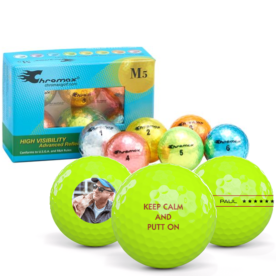 Chromax Chromax Metallic Mixed Color M5 Personalized Golf Balls - 6-Pack - $23.99 at Golfballs.com