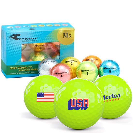 Chromax Chromax  Metallic Mixed Color M5 USA Pack 1 Icon Golf Balls - 6-Pack - $28.99 at Golfballs.com
