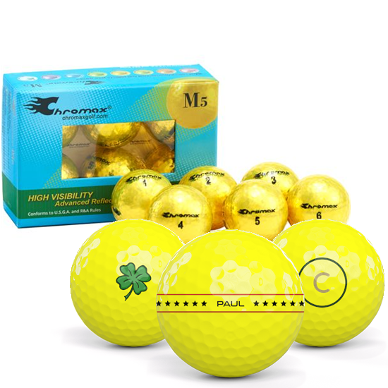 Chromax Metallic Yellow M5 Align XL Golf Balls - 6-Pack