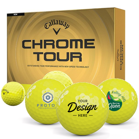 Callaway Golf Chrome Tour Yellow 12 Dozen Custom Golf Balls - 2026 Model