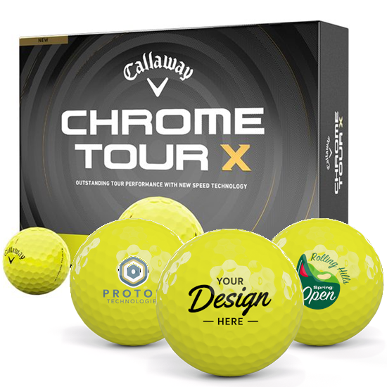 Callaway Golf Chrome Tour X Yellow 12 Dozen Custom Golf Balls - 2026 Model
