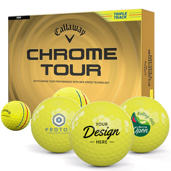 Callaway Golf Chrome Tour Triple Track Yellow 12 Dozen Custom Golf Balls - 2026 Model
